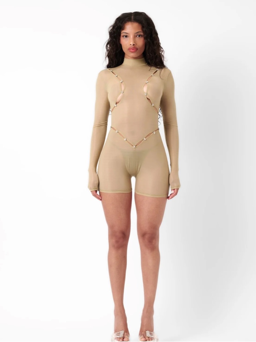 Poster girl - PIKA PLAYSUIT TAUPE